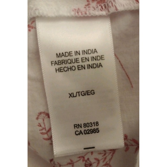 Lucky Brand Floral Printed Peasant Top Red White Cottagecore 100% Cotton Size XL - Picture 5 of 5